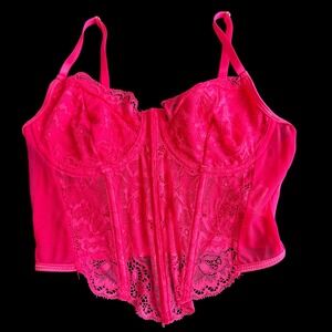 Effordram Women Corset Top 2 Pink Lace Bustier Camisole Coquette Barbiecore